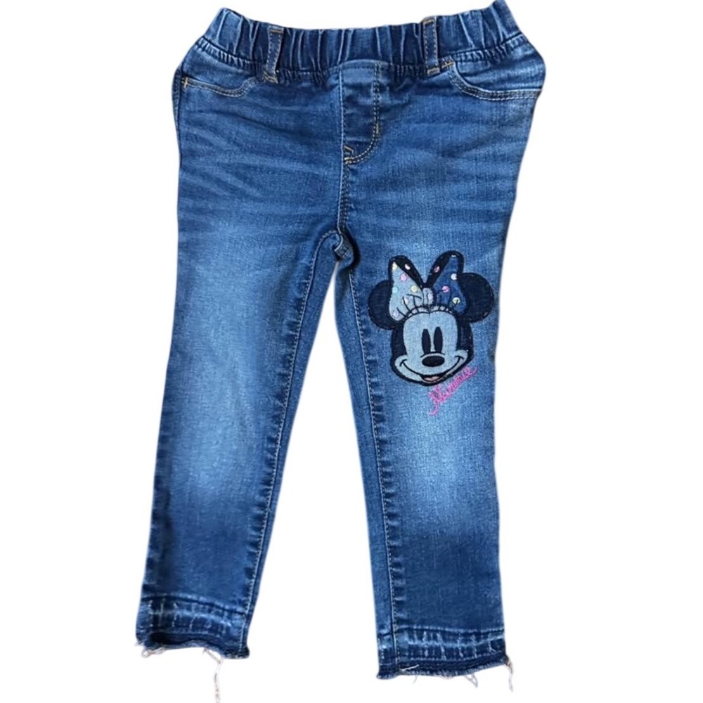 Baby Gap Disney Jegging 4T Blue Minnie Mouse High Stretch Raw Hem Denim